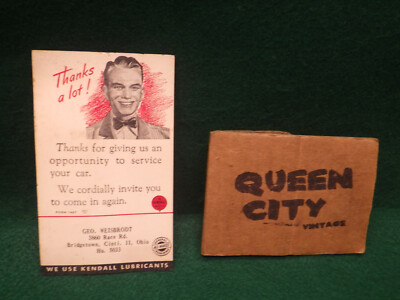 Kendall Oil auto service/garage Thank you note 1950s Cincinnati Ohio Vintage