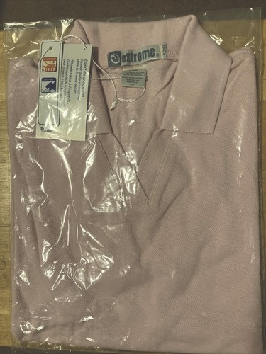 Women's V-Neck Polo Short Sleeve T-Shirt Pink Size Small 60/40 Cotton/Polyester - Bild 6 von 8