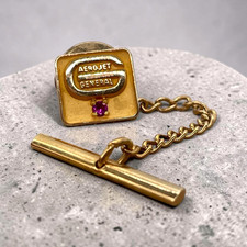 VTG 10K Solid Yellow Gold Gemstone AEROJET General employee service tie tack