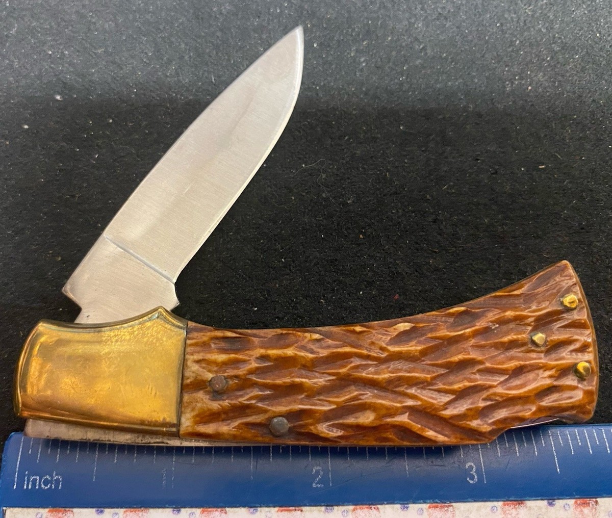 Parker-Frost Mustang Lockback Knife, Brown Bone Stag Handles | eBay