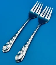 2 TWO Oneida PACIFIC TIDE Salad Dessert Forks 7" Stainless Flatware COMMUNITY