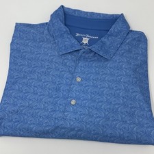 Hickey Freeman Polo Shirt XXL Blue Geometric Performance Stretch Mens