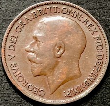 1918 KN PENNY COIN-KINGS NORTON MINT-KING GEORGE V-1d BRONZE COIN-LOWEST MINTAGE