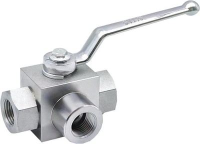  Silvery 3-Way Hydraulic Ball Valve 1/2'' NPT 7250 PSI