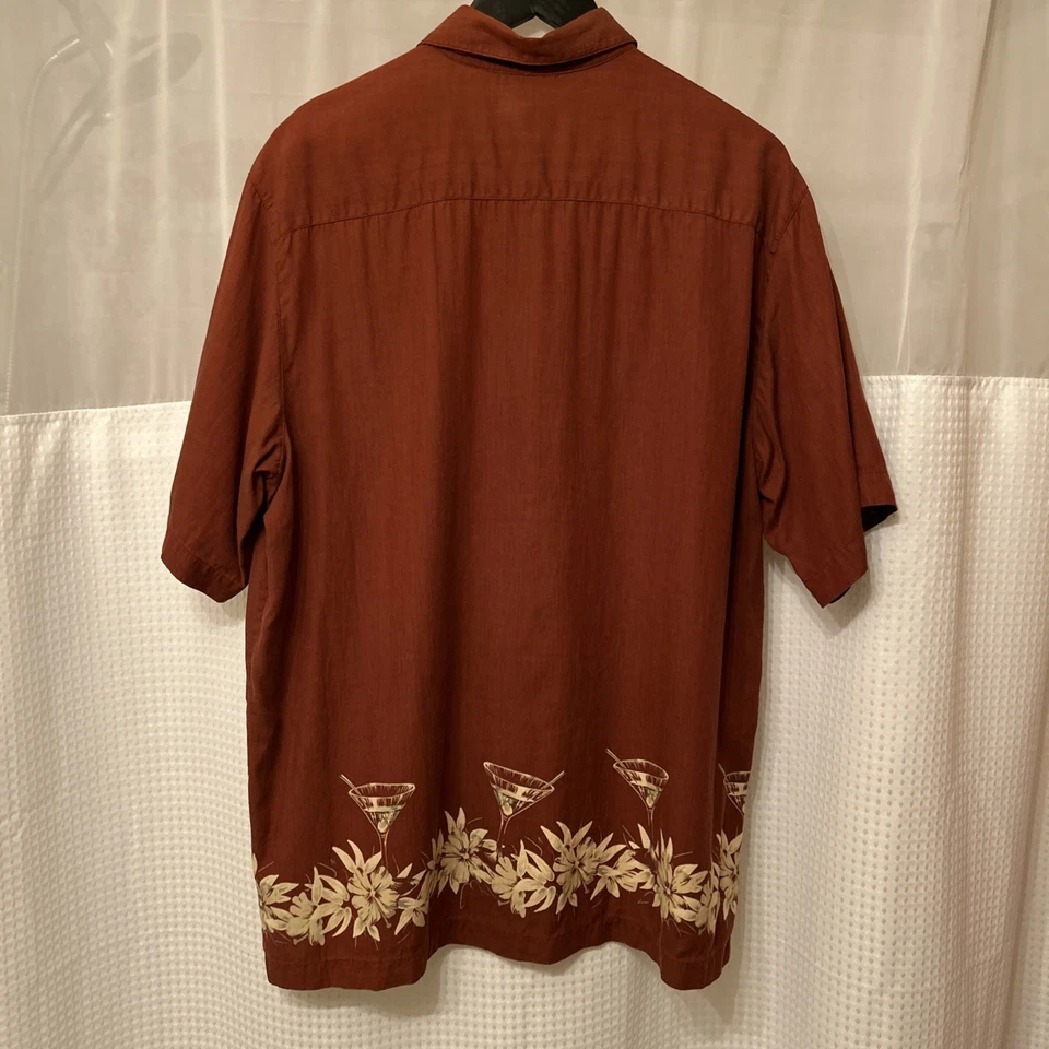 Camisa caribeña de mezcla de seda para hombre, talla: LG, usada holgada pecho: 48 pulgadas Foto 2 de 4