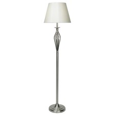 Image of Satin Chrome Open Metalwork Floor Lamp with Cream Shade Height 1600mm