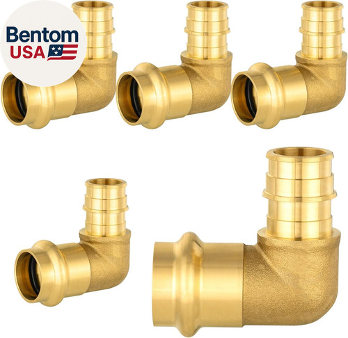 5-Pack 1" Press X 1" Pex a Expansion Elbow, Brass Pro Press Fitting Elbow for C