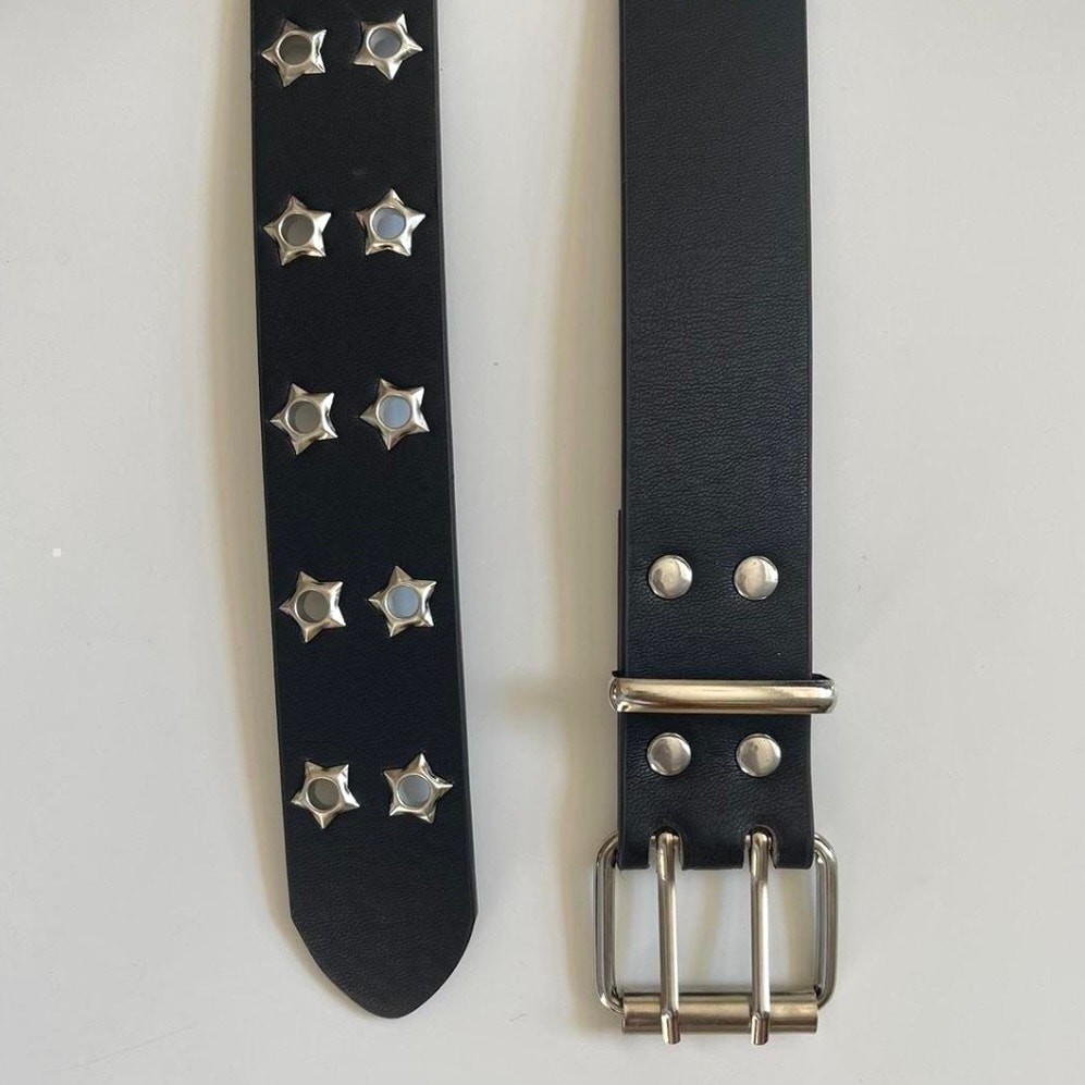 Y2K Star Studded Black Silver Belt – Grunge Goth Emo Skater