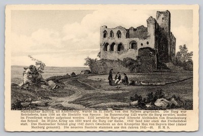 Hambach Castle Ruins Neustadt a.d. Haardt Germany Antique Postcard