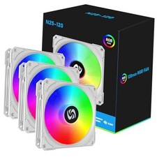 120mm Case Fan 3 Pack RGB Case Fans, N25-120 Silent 1,200rpm PC Fans, White