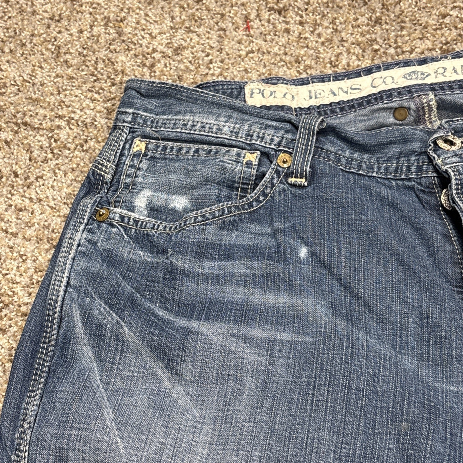 Polo Jean Co 67 Ralph Lauren Mens Jeans 33x32 Button Fly Distressed Fits 31 X 30 - View 10