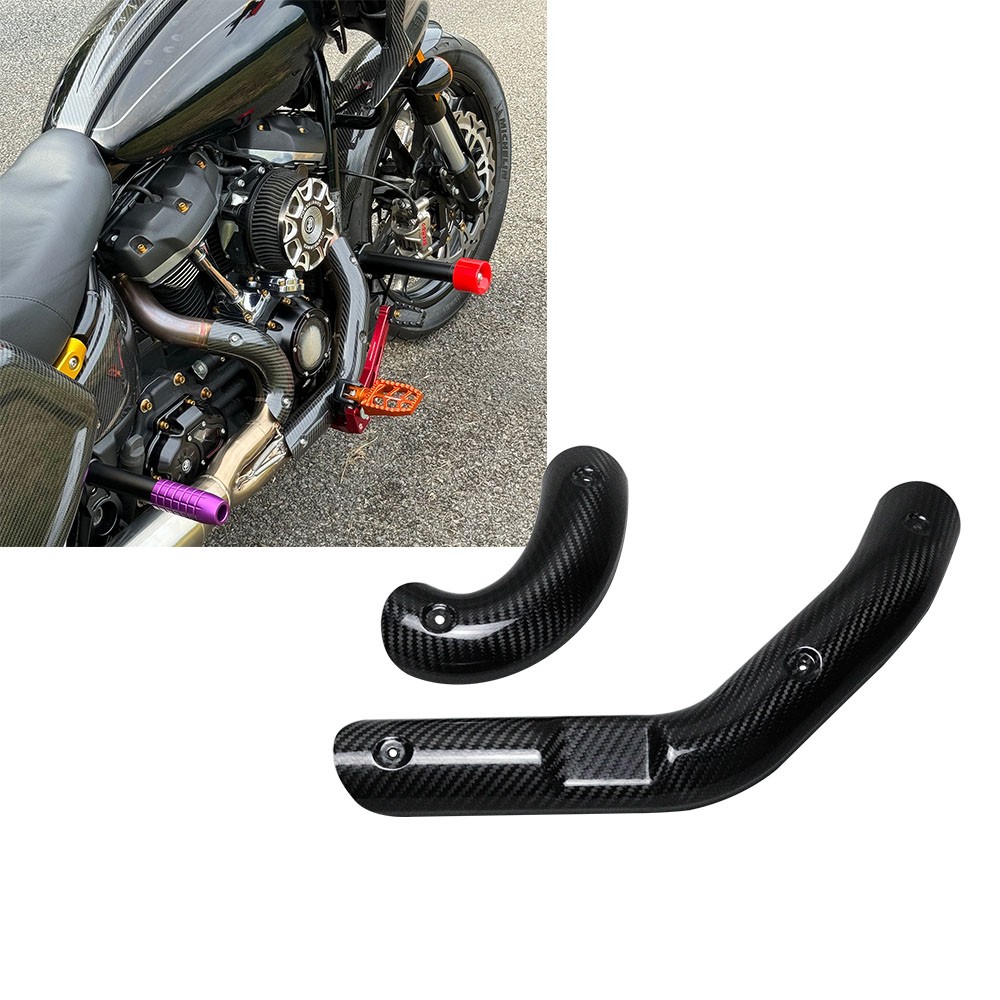 Carbon Fiber Heat Shield Fits for 18-24 Softail POWERJAMES 2 into 1 Exhaust Pipe