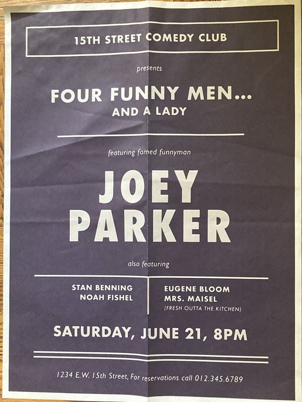 The Marvelous Mrs .Maisel, Poster "15th Street Comedy Club,  18" x 24", VG+ Rare