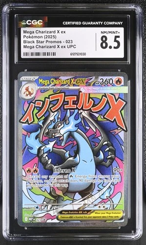 CGC 8.5 NM/MINT+ Mega Charizard X ex 023 UPC Black Star PROMO Pokemon Card 030