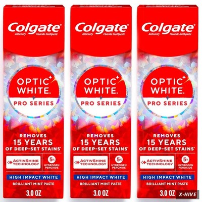 Colgate Optic White Pro Series High Impact White,3 Pack,Teeth Whitening Toothp