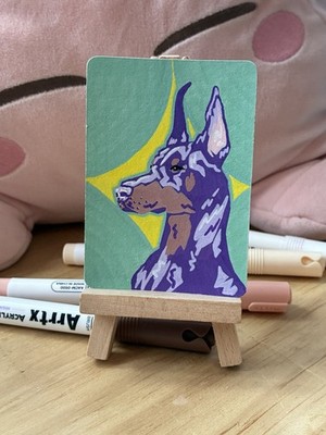 ACEO Original Acryl Gemälde ''Gegensätze ziehen sich 1'' 3,5'' x 2,5''