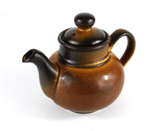 Teiera Vintage in Ceramica Marrone Design Mid-Century Art Déco con coperchio