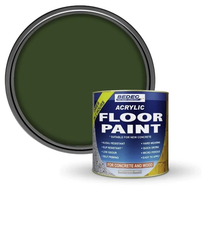 Bedec Premium Acrylic Anti-Slip Floor Paint Easy Clean Dark Green 2.5L