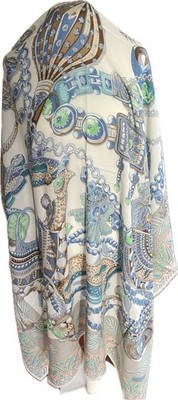 Orig. HERMES 140 Kaschmir Seide Zenobie, Reine de Palmyre CW14 Blanc 2015 NEU