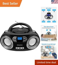 Sleek CD Boombox with Bluetooth, USB Playback, and FM Radio Music Anywhere