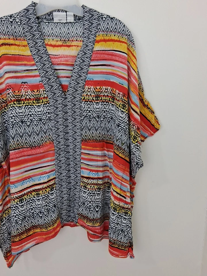 Cato кимоно верхний размер 2 X (18/20) абстрактный художественный пуловер легкий хиппи богемное - Изображение 4 из 4