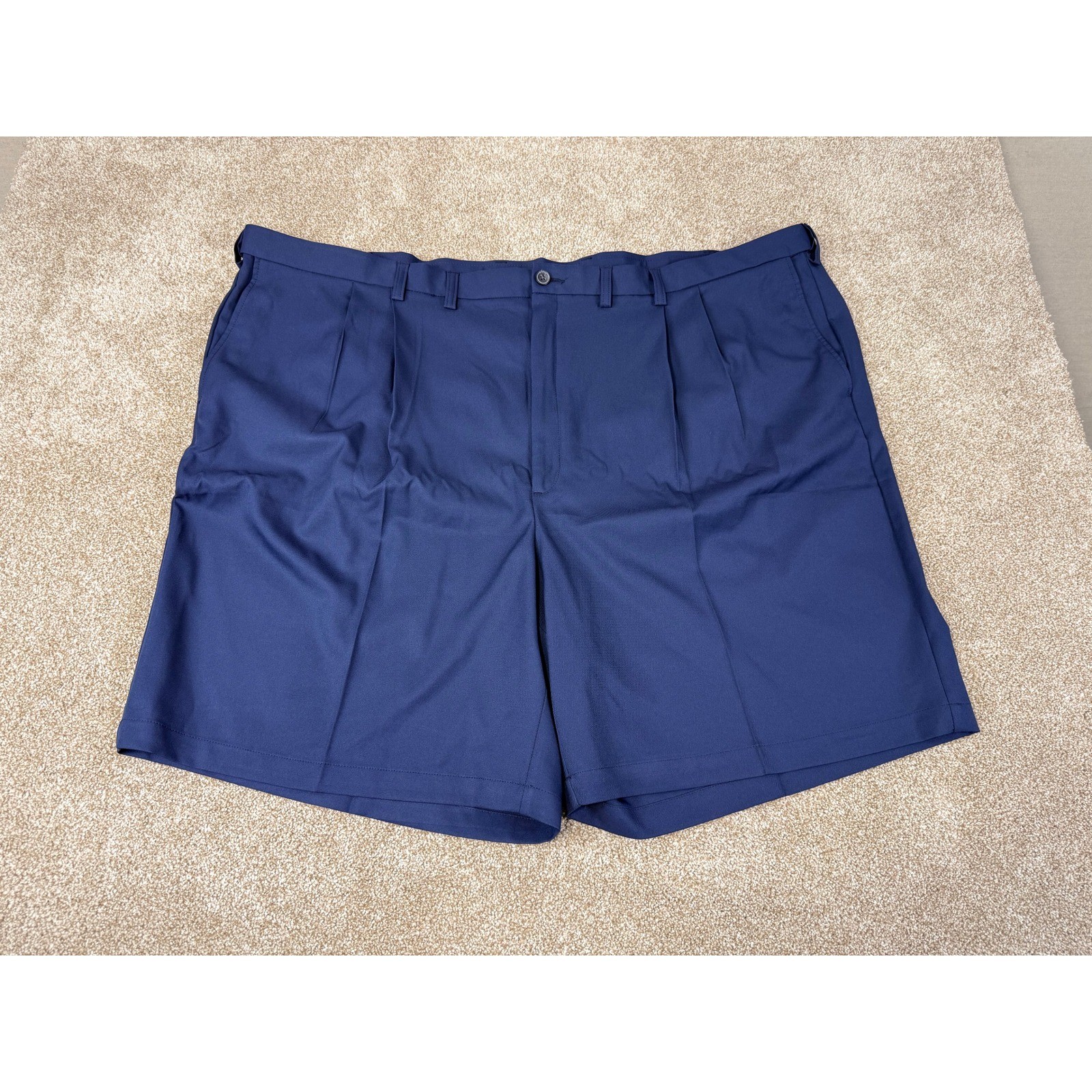 Haggar Cool 18 Pro Mens Navy Blue Pleated Golf Shorts Size 56 Moisture Wicking
