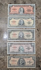 100,50,20,10 & 5 Bank Notes 1959 Pre-Castro  Currency