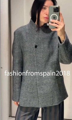ZARA NEW WOMAN ZW COLL LIMITED WOOL BUTTON BLAZER MID-GREY XS-L