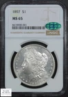 1897 Morgan Silver Dollar $1 NGC MS 65 CAC