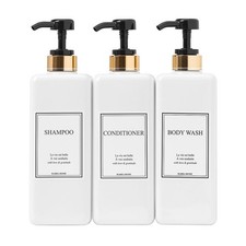 Shampoo and Conditioner Dispenser - Modern Gold Design Large 27oz Shower Soap...