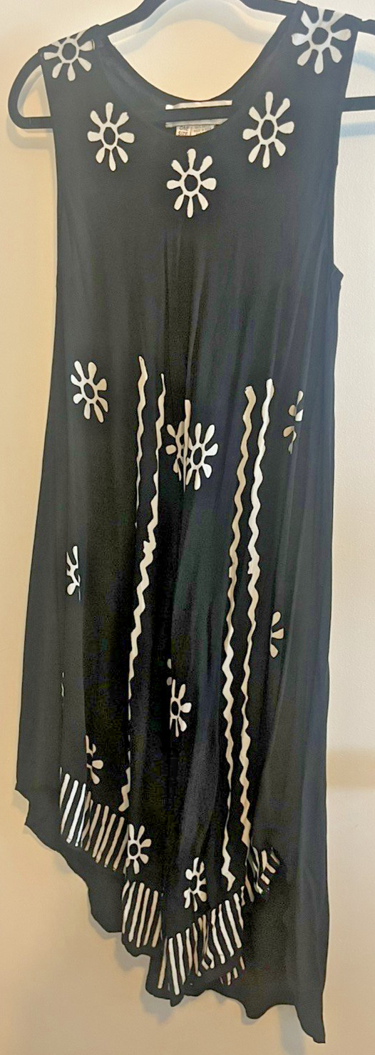 NWOT Ashley Taylor Womens Boho Sun Dress One Size Black and White Sleeveless
