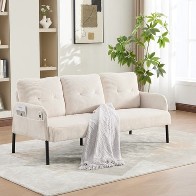Oversized Loveseat Sofa 2-Seater Upholstered Couch w/ Metal Legs for Living Room