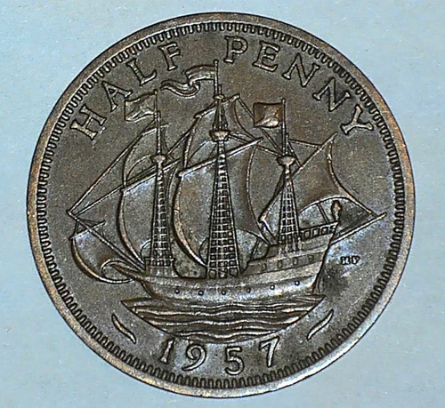 1957 Elizabeth II Half Penny — photo from another recent sale