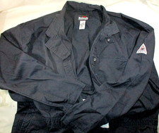BULWARK PROTECTIVE APPAREL EXCEL FR L/S Coveralls Men's 58 Reg Blue/Black EUC 