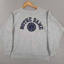 Dame Sweatshirt Large Gray Crewneck Raglan Made in USA