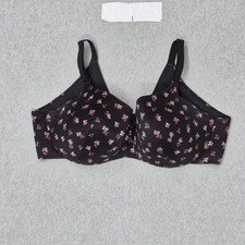Cacique Women Bra 44DD Black Floral T Shirt Underwired Lightly Lined