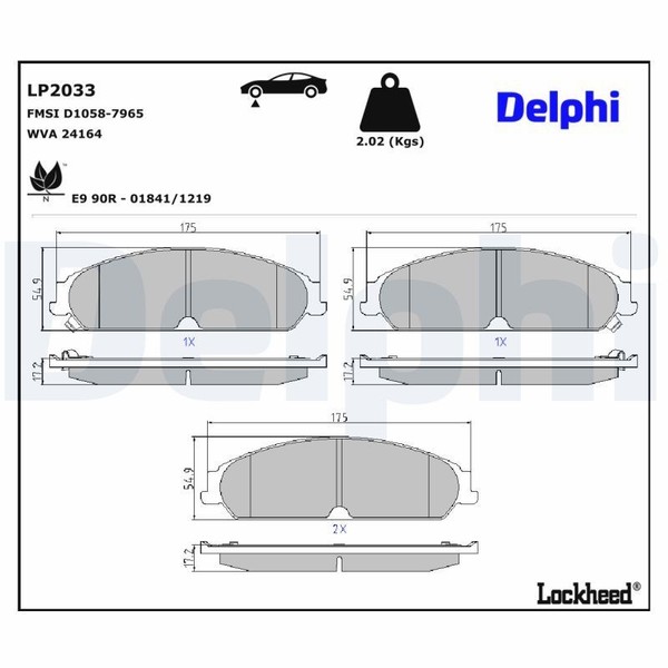 Delphi Bremsbelagsatz, Scheibenbremse LP2033 FüR Chrysler Lancia-image