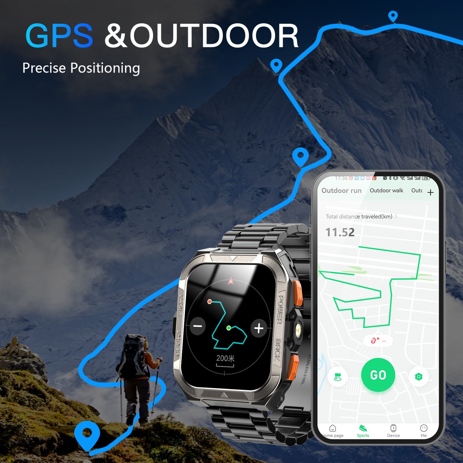 Military GPS Smartwatch (Call Receive/Dial) AI Translation ChatGpt Sport Watch