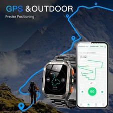 Military Grade Smart Watch Men GPS Tactical LED Flashlight Stainless Steel Band* 5