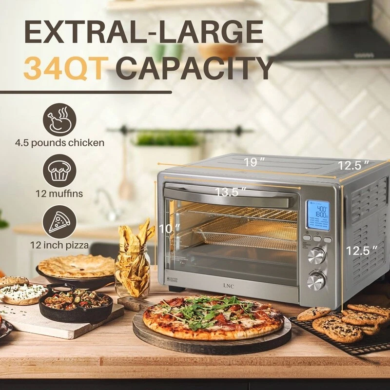 12-in-1 Digital Air Fryer Toaster Oven with Rotisserie Countertop Cooking Appliance