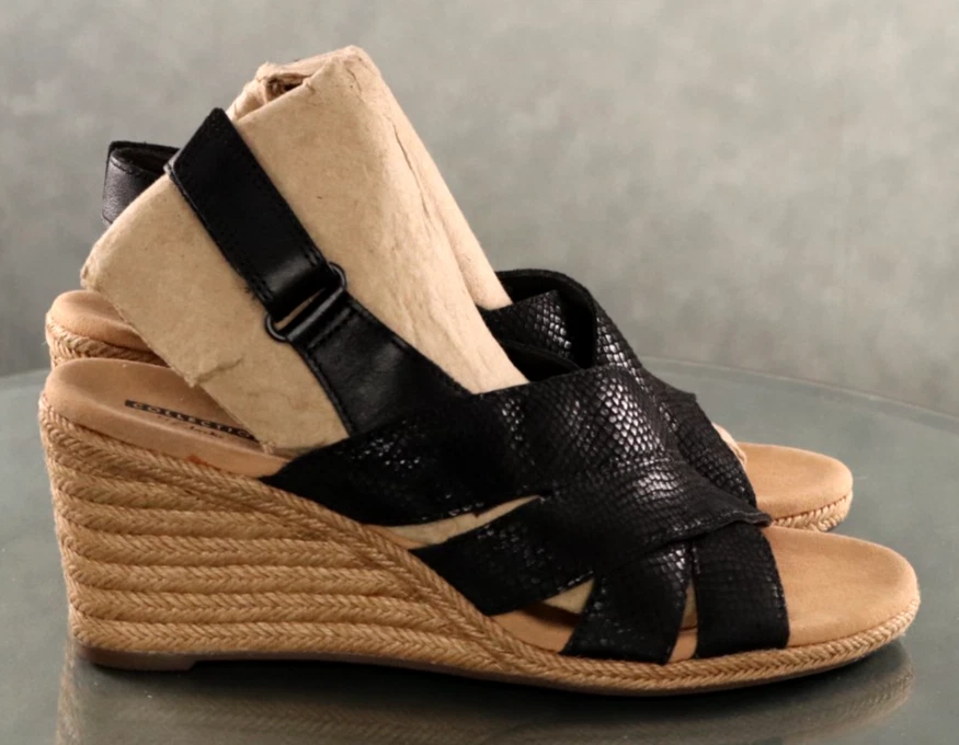 Sandalias alpargata de cuña Clarks Collection para mujer talla 8,5 negras Foto 4 de 4