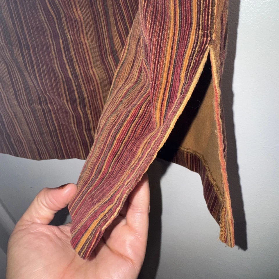 Vtg 90s Y2K Carolina Blues L Multi Stripe Corduroy Mini Skirt Academia 70s Boho - Image 3 of 4