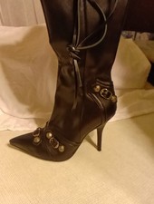 BLACK HEELS STEAMPUNK STYLE Size 38 EU/ 7 1/2 US Women's, 4 In Heels, 17in High