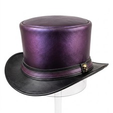 NEWHYPEINTERNATIONAL Men's Purple Black Top Hat Gothic Victorian Steampunk