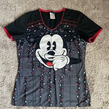 Black And red Disney Mickey Mouse Scrub Top Size Small