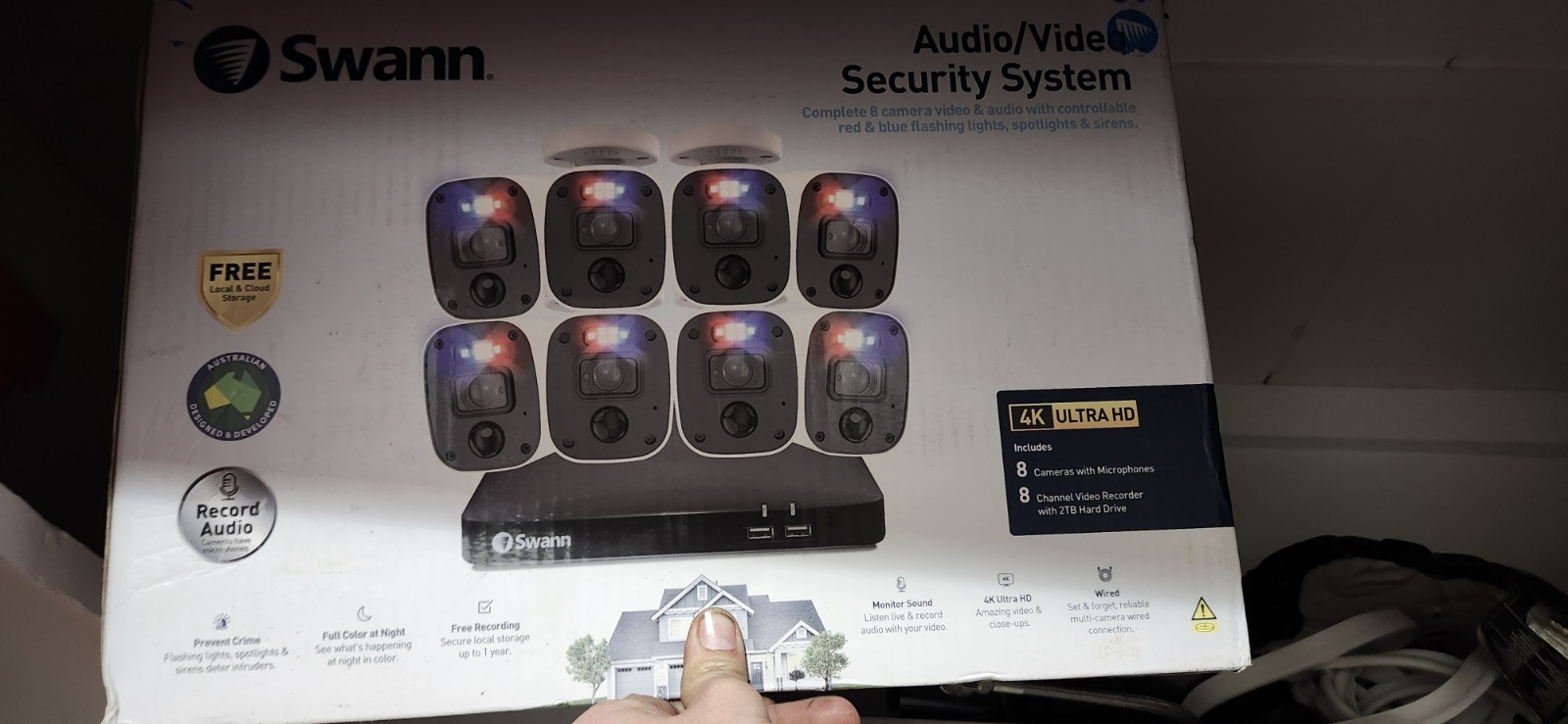 Swann 8 Camera 4K Ultra HD CCTV System, Night Vision, Audio, 2TB, Wired