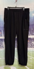 Eddie Bauer Women Fleece Lined Pants Black 14 Joggers Comfy Winter Zipper Pocket