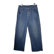 Halara Flex Wide Leg Boyfriend Stretch Jeggings Med Wash Pull On Easy Wear SzL