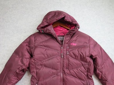 Outdoor Research Coat Womens Small Petite Purple Floodlight Down Parka Hooded