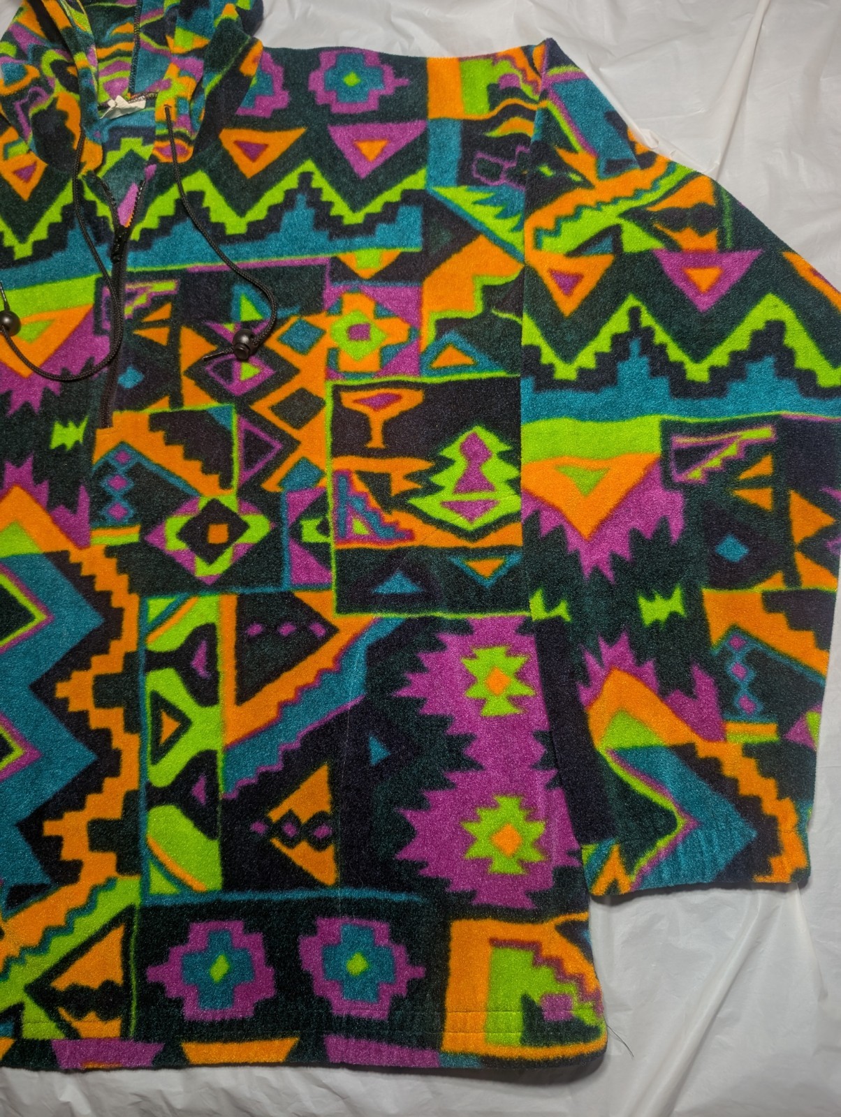 Felpa con cappuccio vintage in pile colorata made in USA grande 1 4 zip anni 90 stile Fila